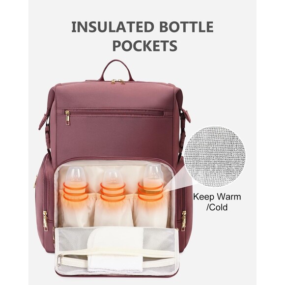 CEI-CEI Diaper Backpack Neoprene insulated pocket NEW (Dusty PInk) - Picture 4 of 10